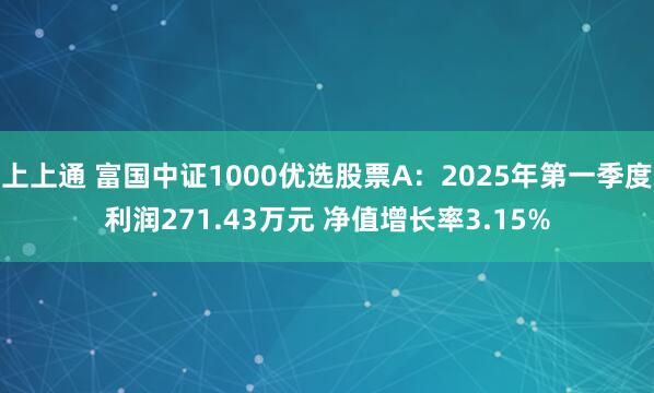 上上通 富国中证1000优选股票A：2025年第一季度利润271.43万元 净值增长率3.15%